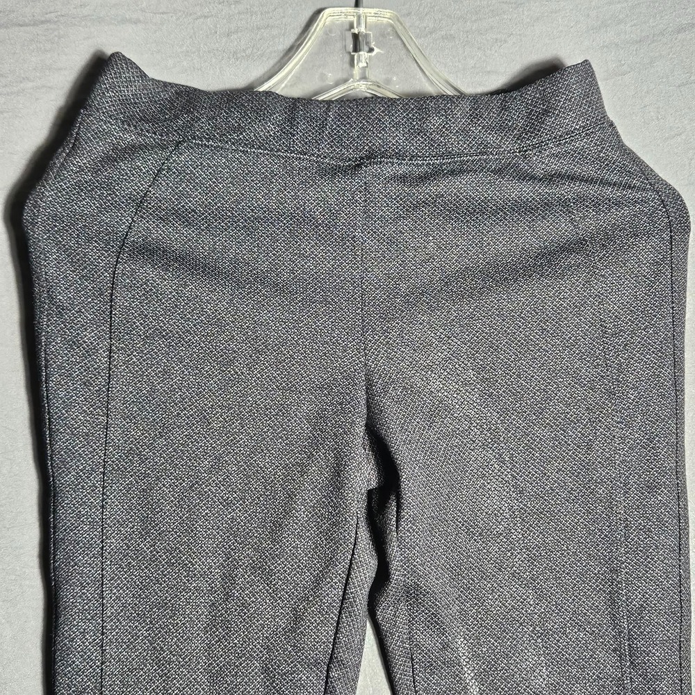 Cleo Petite Womens S P Pull On Pants Grey Tweed Knit Pearl Button Ankle Stretch